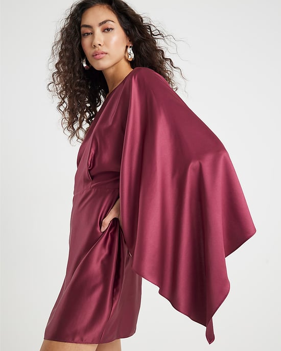 River Island Womens Mini Dress Red Satin Cape Sleeved - Image 3