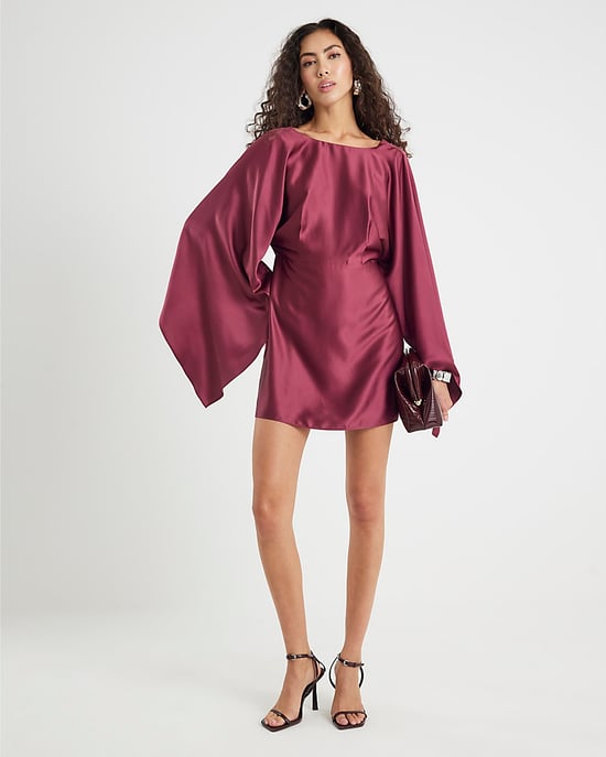 River Island Womens Mini Dress Red Satin Cape Sleeved - Image 4