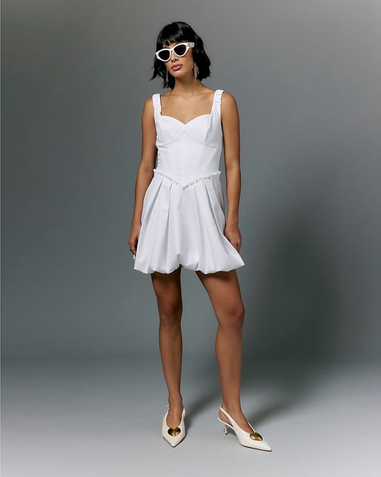River Island Womens Dress White Premium Satin Bubble Hem - Image 5
