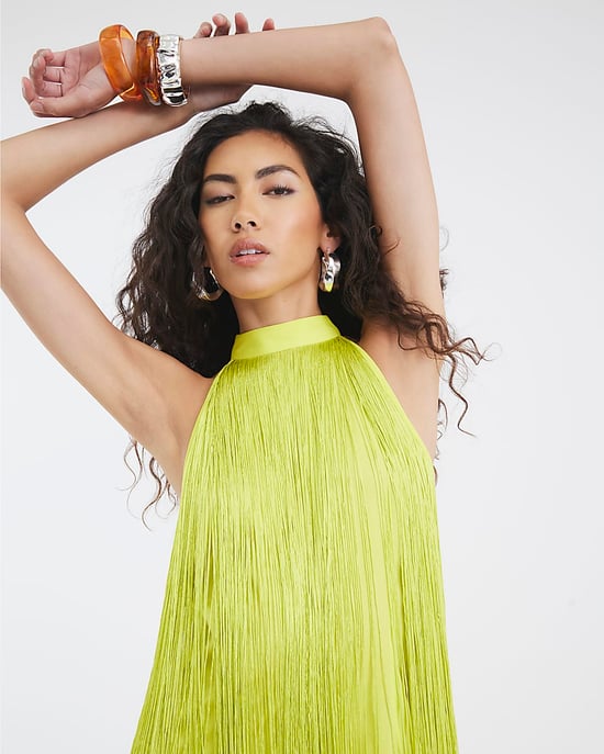 River Island Womens Mini Dress Lime Premium Fringe Sleeveless - Image 3