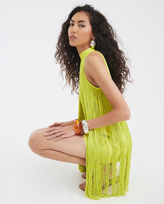 River Island Womens Mini Dress Lime Premium Fringe Sleeveless - Image 4