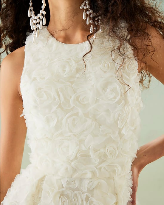 River Island Womens Mini Dress White 3D Floral Occasion Sleeveless - Image 3