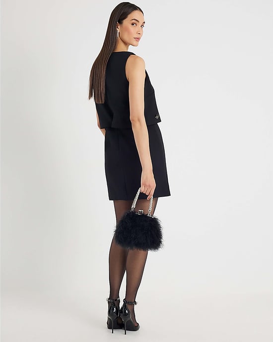 River Island Womens Mini Shift Dress Black Embellished Layered - Image 3