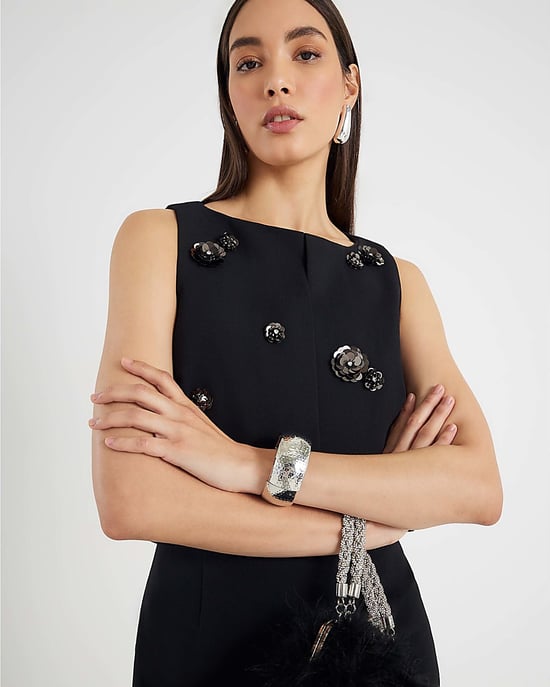 River Island Womens Mini Shift Dress Black Embellished Layered - Image 4
