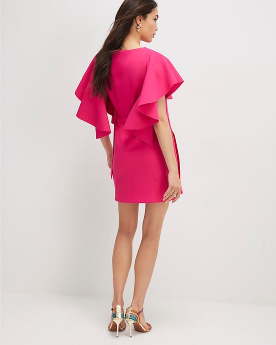 River Island Womens Mini Dress Pink Sleeveless Ruffle Shoulder V-Neck - Image 3