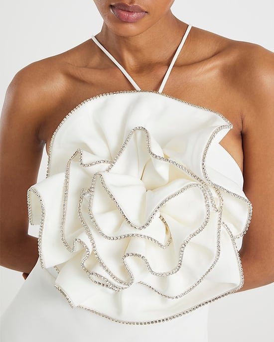 River Island Womens Mini Dress White 3D Flower Embellished Sleeveless - Image 4