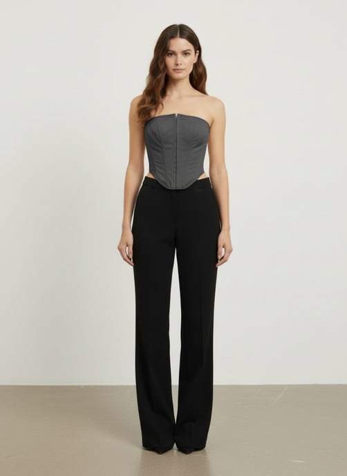 Svart Bardot-korsetttop - Image 1