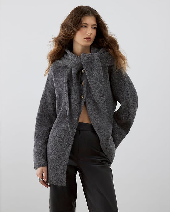 River Island Womens Cardigan RI Studio Grey Scarf Alpaca Blend - Image 1