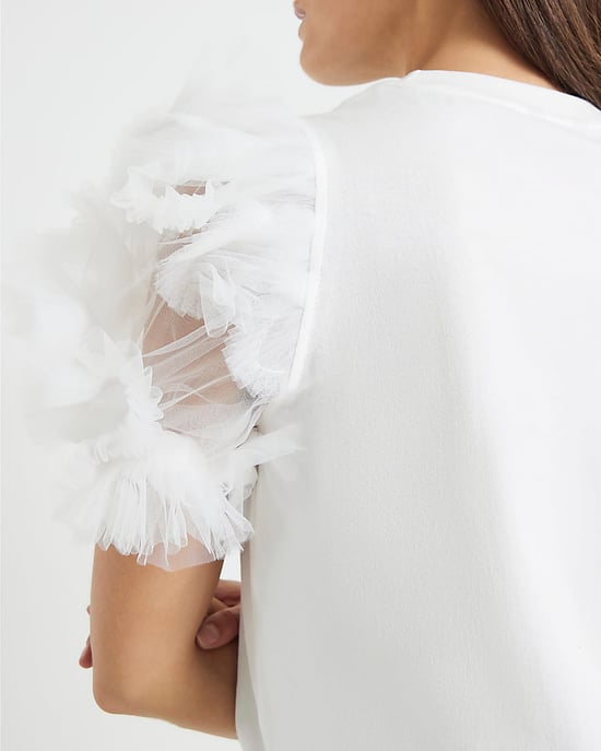 River Island Womens Top Cream Short Ruffle Sleeve - Image 3