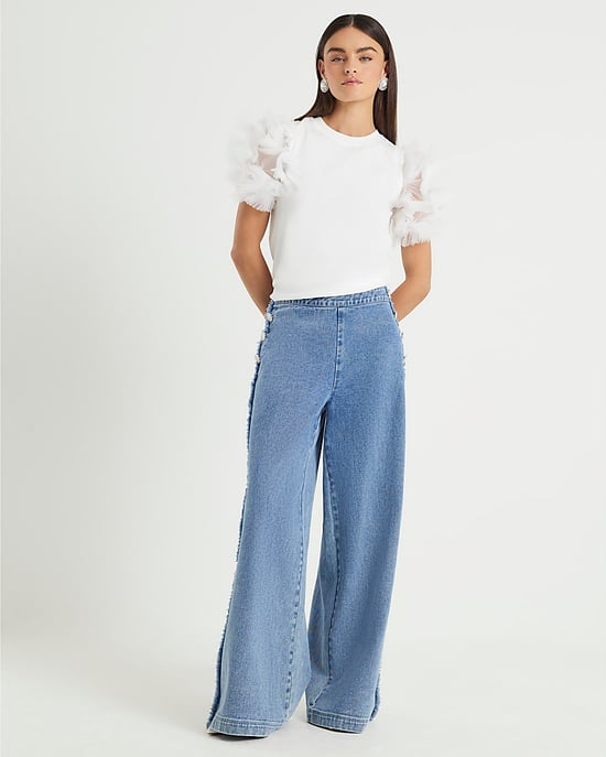 River Island Womens Top Cream Short Ruffle Sleeve - Image 4