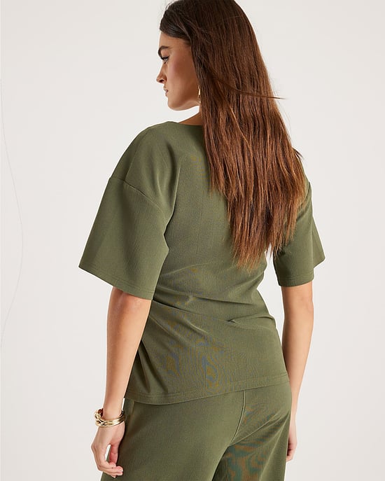 River Island Womens Top Khaki Short Sleeve Twist Detail - Image 3