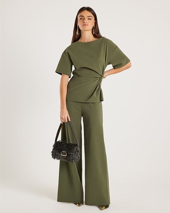 River Island Womens Top Khaki Short Sleeve Twist Detail - Image 4
