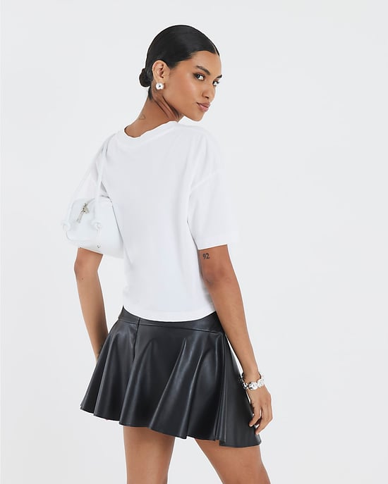 River Island Womens Mini Skirt Black Faux Leather Ruched - Image 4