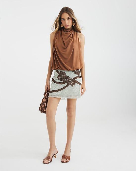 River Island Womens Mini Skirt Green Palm Print Embellished - Image 3