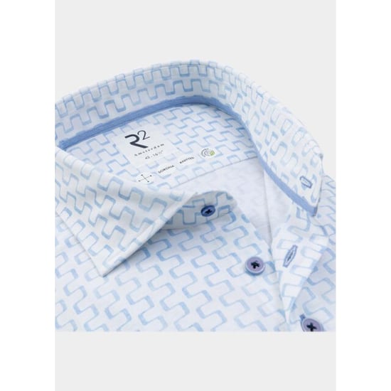 R2 Amsterdam Casual hemd lange mouw blue irregular lines print co 132.wsp.024/018 - Image 2
