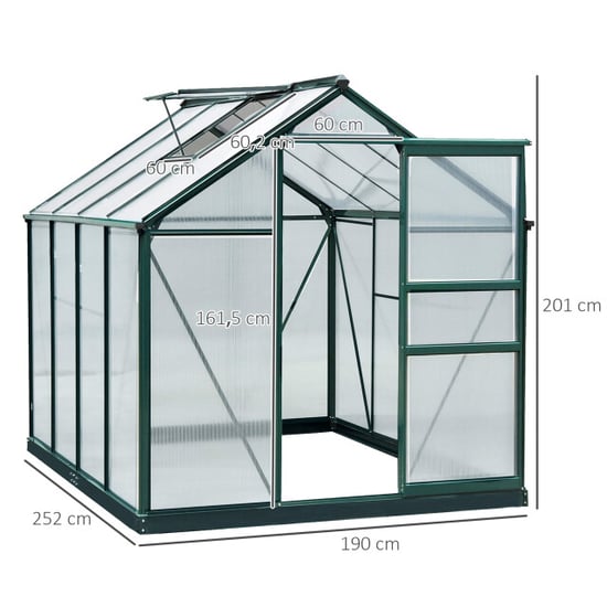 4goodz Tuinkas aluminium met polycarbonaat en kantelraam 190x252x201 cm - Image 3