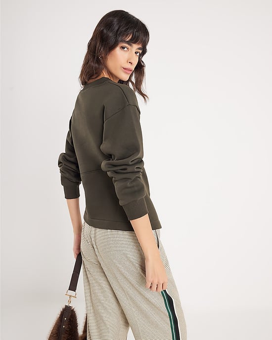 River Island Womens Sweatshirt Green Long Sleeve Draped - Image 3