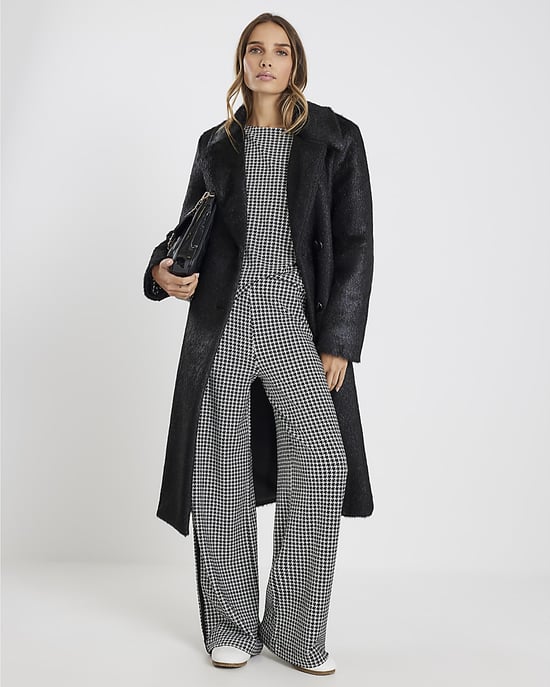River Island Womens Sweatshirt Black Long Sleeve Dogtooth Print - Image 4