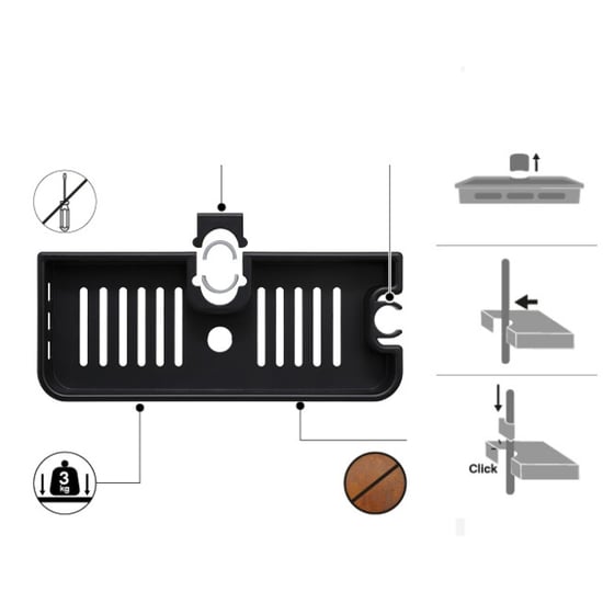 4bathroomz ® doucheplank flaconhouder universeel douchestang - - Image 6