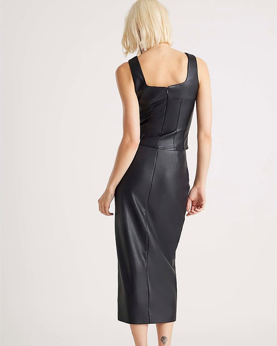 River Island Womens Midi Skirt Black Embellished Faux Leather - Image 3