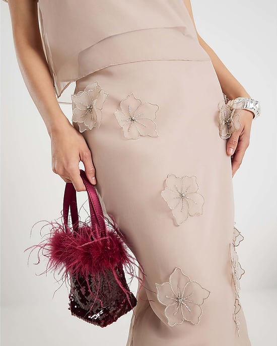 River Island Womens Midi Skirt Pink Organza Flower - Image 4
