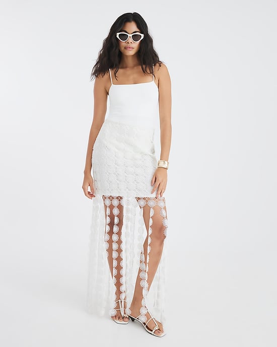 River Island Womens Midi Skirt White Crochet Tassel - Image 1
