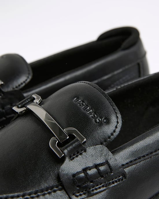 River Island Boys Loafers Shoes Black Snaffle Detail - Image 3