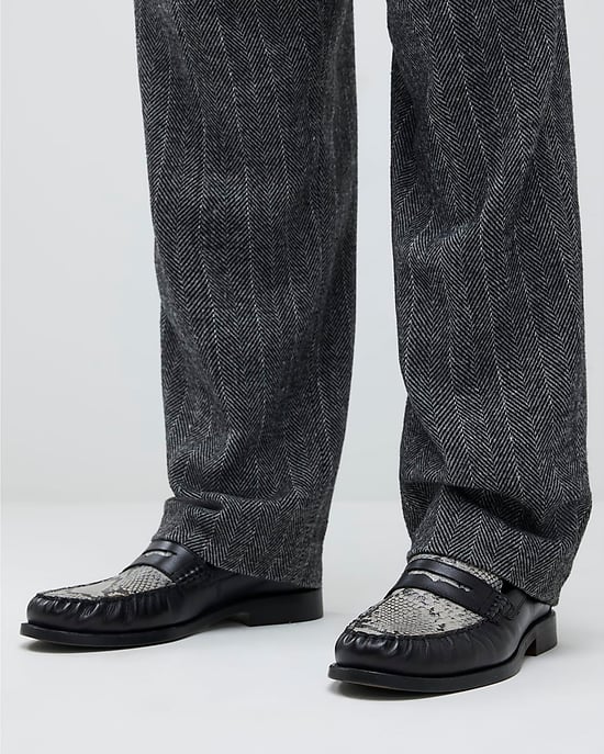 River Island Mens Loafers Black Leather Snake Print Shoes - Image 5