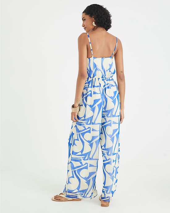 River Island Womens Jumpsuit Blue Sleeveless Printed - Image 2