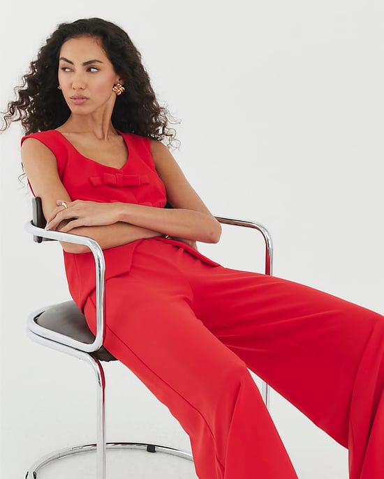 River Island Womens Jumpsuit Red Sleeveless Bow Hybrid - Image 3