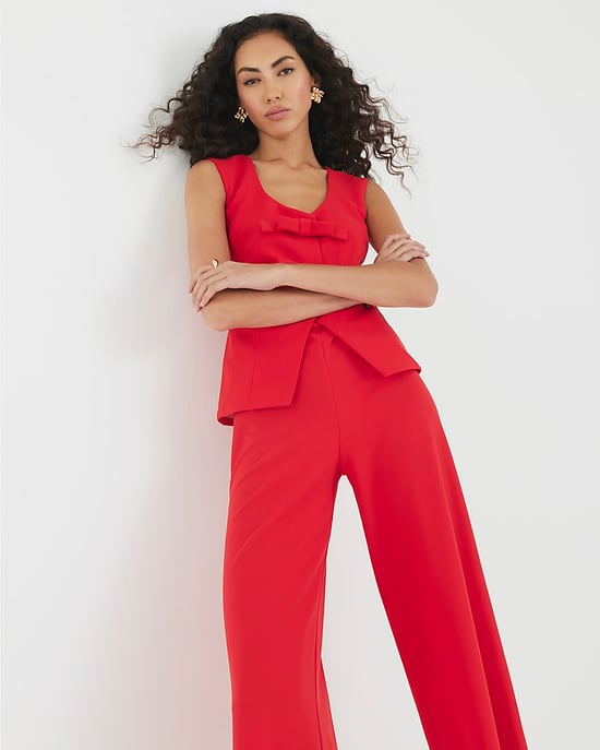 River Island Womens Jumpsuit Red Sleeveless Bow Hybrid - Image 4