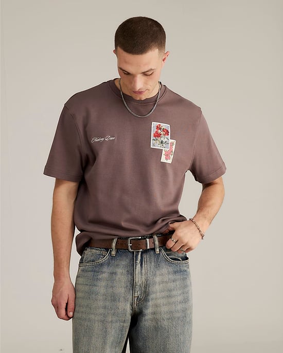 River Island Mens T-Shirt The Real Hackney Dave Purple Floral - Image 3