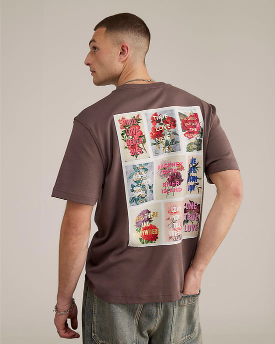 River Island Mens T-Shirt The Real Hackney Dave Purple Floral - Image 4