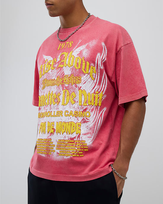River Island Mens T-Shirt Pink Oversized Fit Rise Above - Image 2