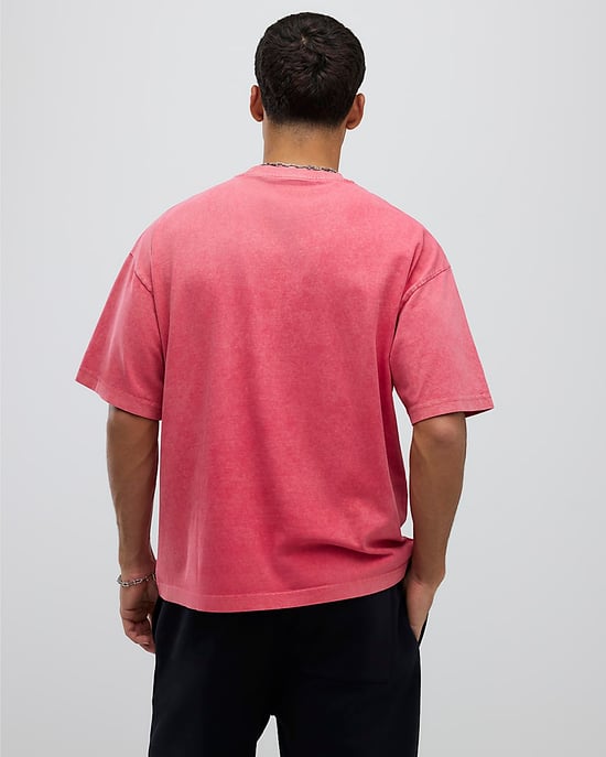 River Island Mens T-Shirt Pink Oversized Fit Rise Above - Image 3