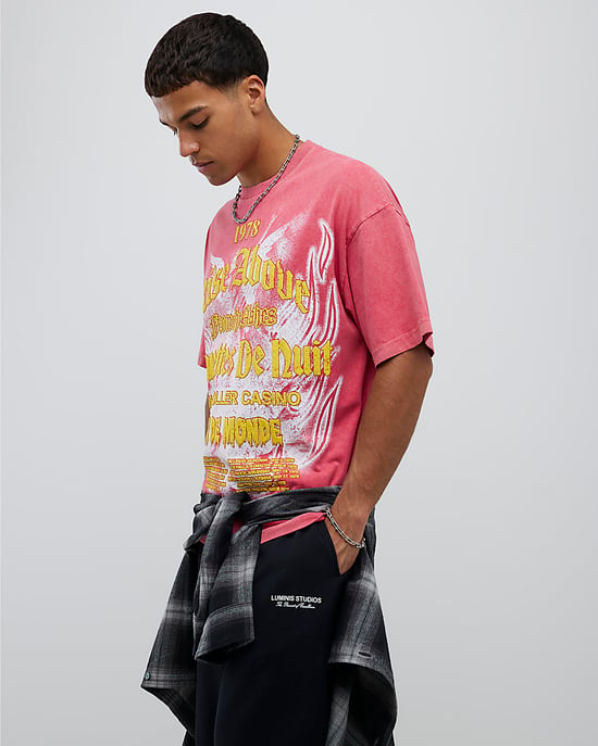 River Island Mens T-Shirt Pink Oversized Fit Rise Above - Image 4