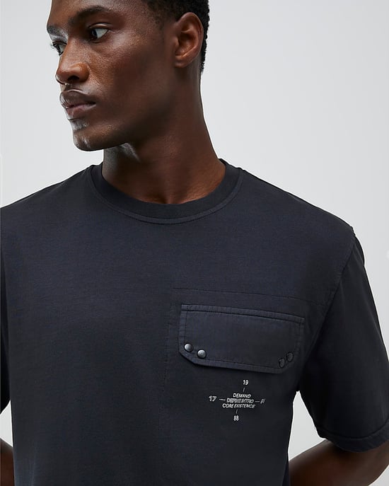 River Island Mens T-Shirt Grey Regular Fit Chest Pocket - Image 3