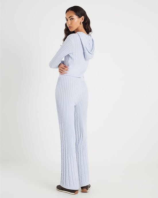 River Island Womens Hoodie Blue Long Sleeve Cable Knit - Image 2