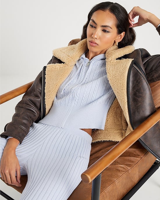 River Island Womens Hoodie Blue Long Sleeve Cable Knit - Image 4