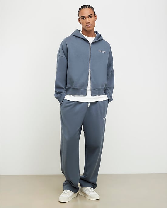 River Island Mens Hoodie Grey Oversized Luminis Zip Through - Image 2