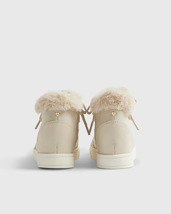 River Island Girls Trainers Beige Wedge High-Top Sneakers - Image 3