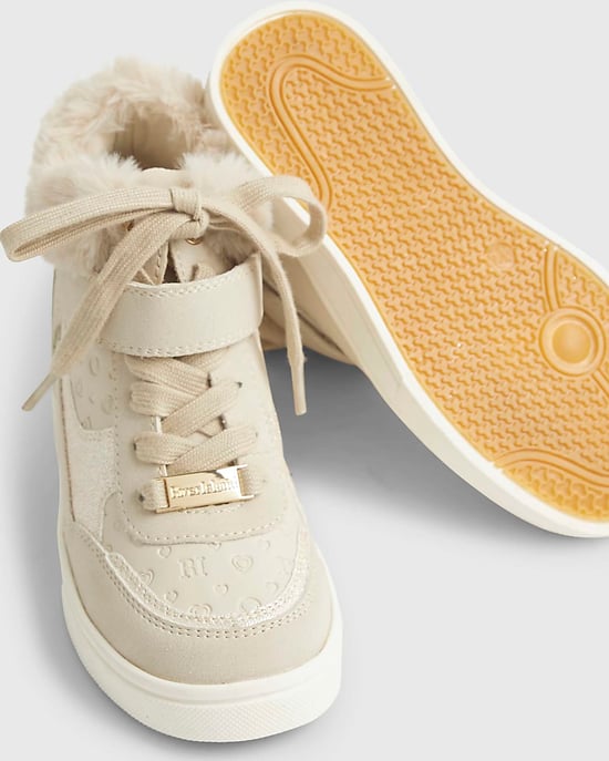 River Island Girls Trainers Beige Wedge High-Top Sneakers - Image 5