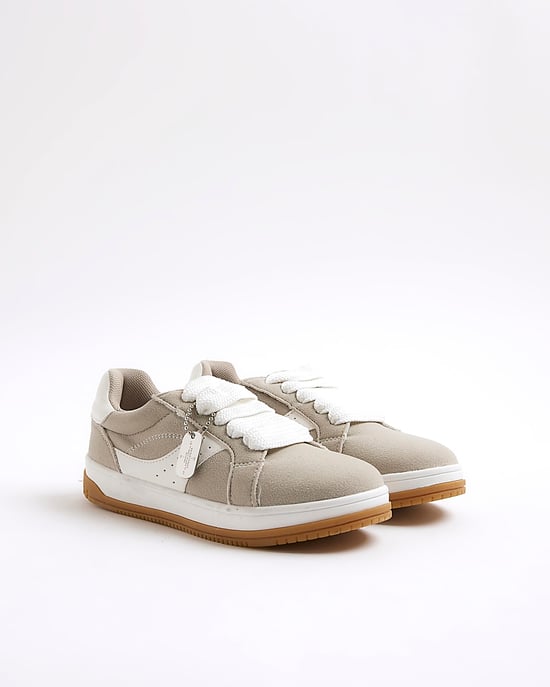 River Island Boys Trainers Grey Lace Up Sneakers - Image 2
