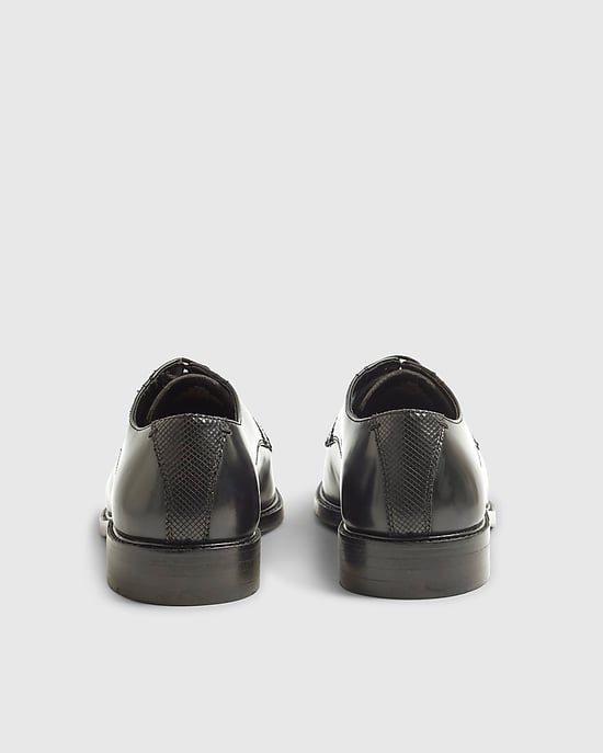 River Island Mens Derby Shoes Black Leather - Image 2