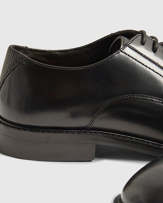 River Island Mens Derby Shoes Black Leather - Image 4