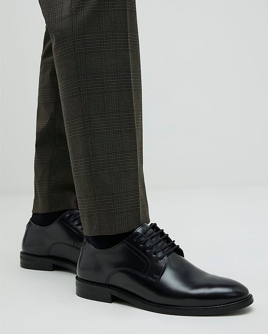 River Island Mens Derby Shoes Black Leather - Image 5