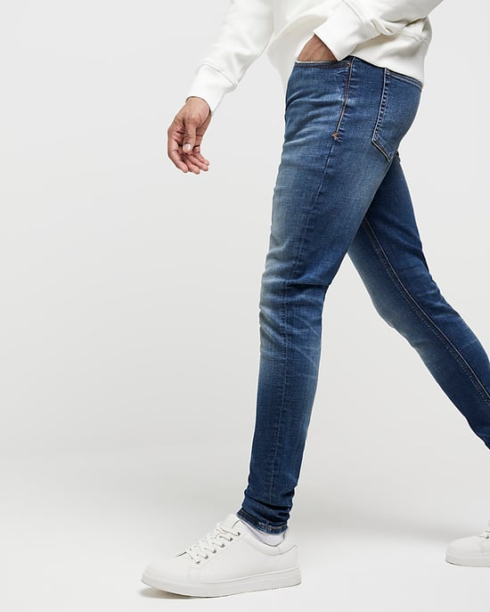 River Island Mens Skinny Jeans Blue Super Spray On - Image 5