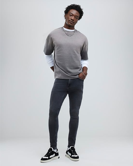 River Island Mens Skinny Jeans Black Spray On - Image 2