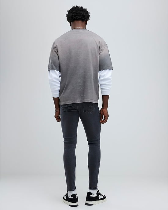 River Island Mens Skinny Jeans Black Spray On - Image 3