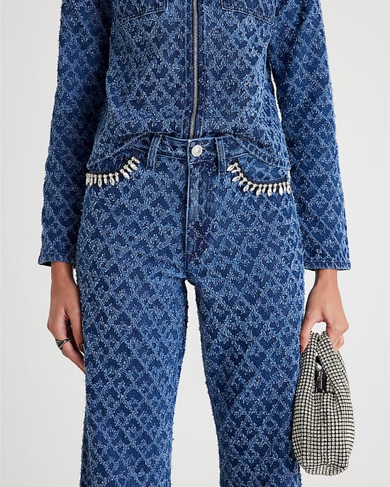 River Island Womens Straight Leg Jeans Blue Boucle Embellished Denim - Image 4
